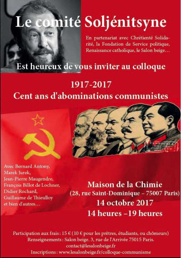 Affiche. Paris. Colloque 1917-2017 Cent ans d|abominations communistes. 2017-10-14